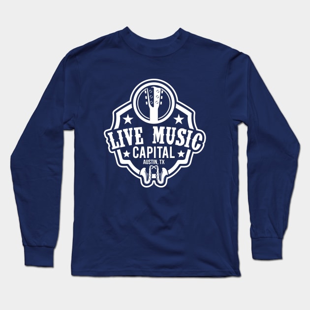 Live Music Capital Austin Texas Long Sleeve T-Shirt by rojakdesigns